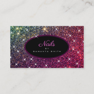 Luxuriöse rosa Glitzer Trendy Luminous Stars Nail Visitenkarte