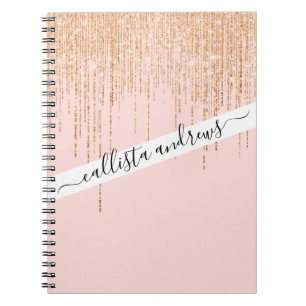 Luxuriöse Rosa Gold Funkelnd Glitzer Fringe Notizblock