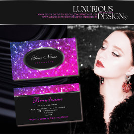 Luxuriöse rosa Lila Glitzer Luminous Stars Elegant Visitenkarte
