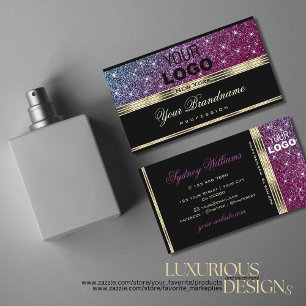 Luxuriöse Rosa Lila Glitzer Stars Logo Gold Schwa Visitenkarte