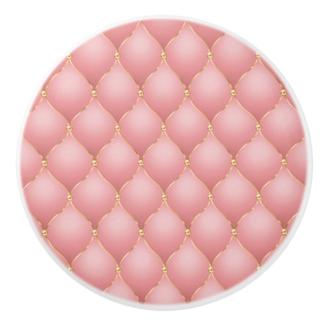 Luxuriöse Rosa Rose Gold Diamond gepolstertes Must Keramikknauf (Vorderseite)