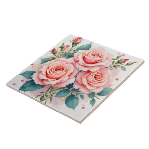 Luxuriöse rosa Rosen schöne trendige Kollektion Fliese