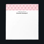 Luxuriöse rosa tuftierte Diamantgrenze Notizblock<br><div class="desc">Ein Notizblock mit einem schönen Rahmen. Weich rosa Muster in puffigen Diamantformen mit einer goldenen Perle in der Mitte. Luxuriöse Eleganz.</div>