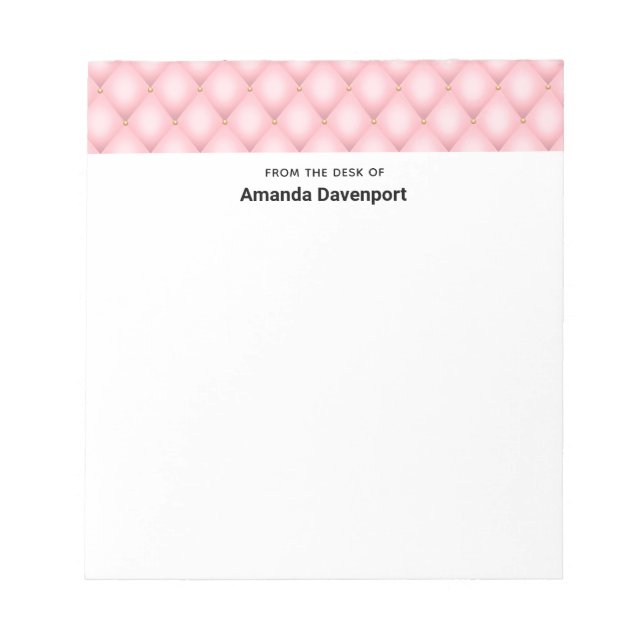 Luxuriöse rosa tuftierte Diamantgrenze Notizblock (Vorderseite)