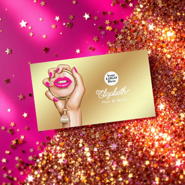 Luxuriöse Rosa und Gold Glam Chic Visitenkarte (Luxurious Pink and Gold Glam Chic Business Card)