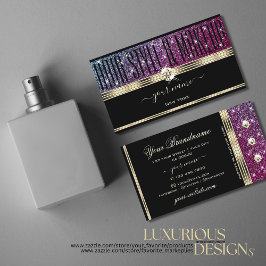 Luxuriöse Rosa und Lila Glitzer Diamonds Gold Blac Visitenkarte