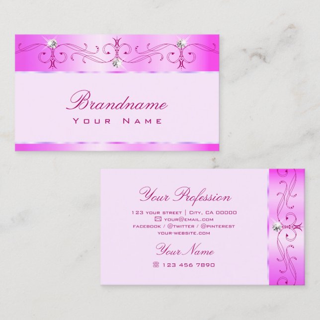 Luxuriöse, rosa Verzierte Ornamente mit kleinem Ka Visitenkarte (Vorne/Hinten)