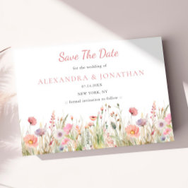 Luxuriöse, rosa Wildblume Hochzeit Save The Date