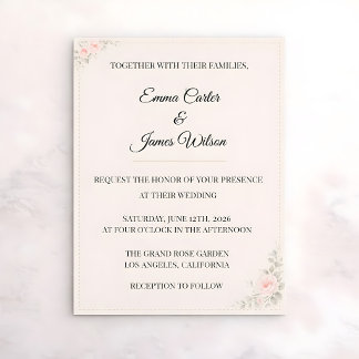 Luxuriöse rosafarbene Florale Hochzeitseinladung Einladung