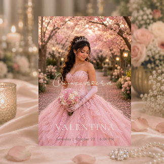 Luxuriöse rosafarbene Quinceañera-Einladung Einladung