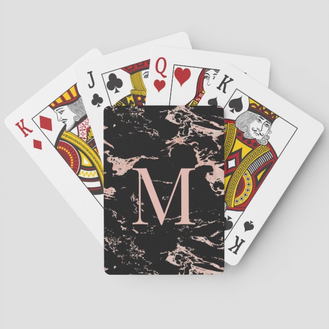 Luxuriöse Rose aus schwarzem Marmor Spielkarten (Rückseite)