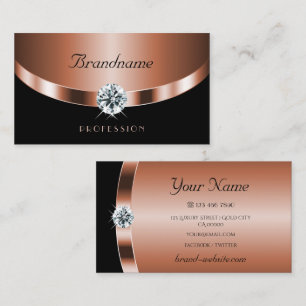 Luxuriöse Rose Gold Black Shimmery Jewels Diamonds Visitenkarte