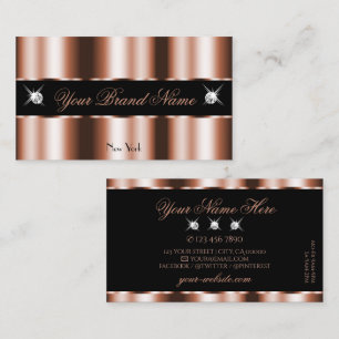 Luxuriöse Rose Gold Black Sparkle Jewels Luxe Glam Visitenkarte