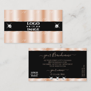 Luxuriöse Rose Gold Black Sparkle Juwelen mit Logo Visitenkarte