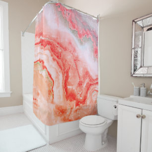 Luxuriöse Rose Gold Blush Mineral Agate Duschvorhang