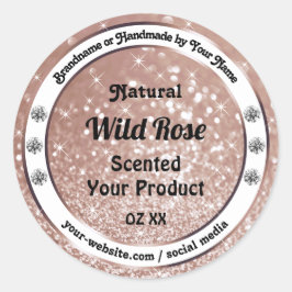 Luxuriöse Rose Gold Glitzer Jewels Produktmarken Runder Aufkleber
