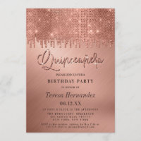 Luxuriöse Rose Gold Glitzer Pixel Quinceañera