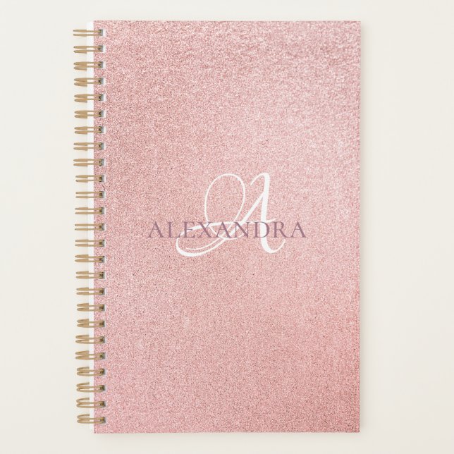 Luxuriöse Rose Gold Glitzer Planer (Vorderseite)