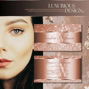 Luxuriöse Rose Gold Glitzer Sparkle Stars Initial Visitenkarte