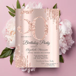 Luxuriöse Rose Gold Glitzer Tropfen 50. Geburtstag Einladung<br><div class="desc">Moderne,  schicke und glamouröse mit Glitzer-Tropfen auf einem goldenen Hintergrund der Rose.</div>