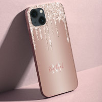 Luxuriöse Rose Gold Glitzer Tropfen mit Name/Monog