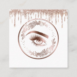 Luxuriöse Rose Gold Lashes Circle Eyes Brows Quadratische Visitenkarte