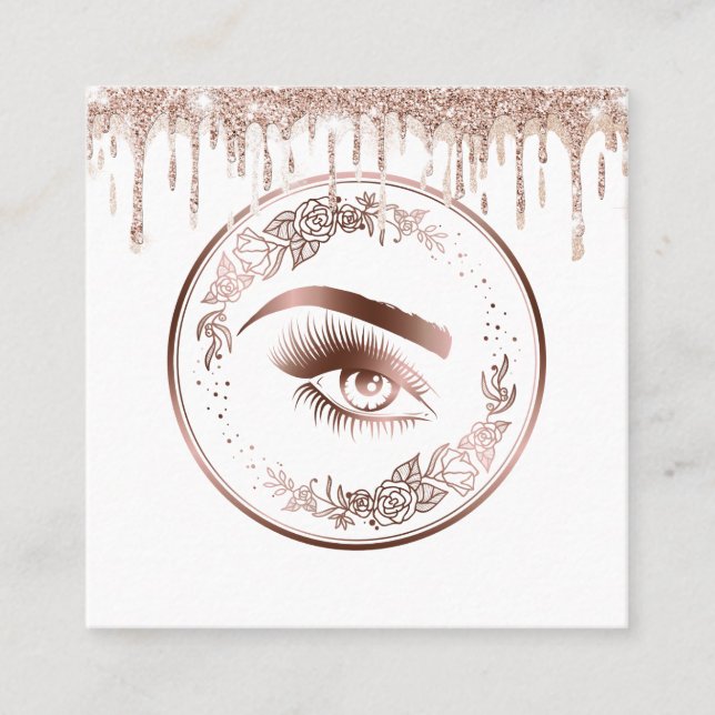 Luxuriöse Rose Gold Lashes Circle Eyes Brows Quadratische Visitenkarte (Vorderseite)