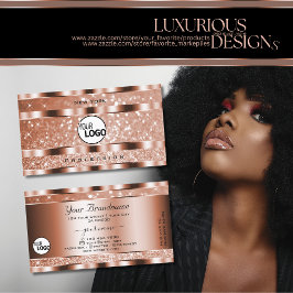 Luxuriöse Rose Gold Luminous Glitzer Stars Logo hi Visitenkarte