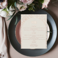 Luxuriöse Rose Gold Mediterrane Tile Wedding Menü