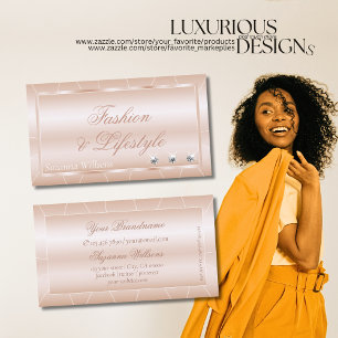 Luxuriöse Rose Gold mit Rahmen und Diamanten Exqui Visitenkarte