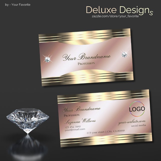 Luxuriöse Rose Gold mit Shiny Diamonds und Logo Visitenkarte (Von Creator hochgeladen)