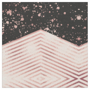 Luxuriöse Rose Gold Pink Black Zickzack Paint Spri Stoff
