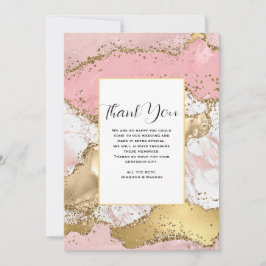 Luxuriöse Rose Gold Pink Marmor Design Hochzeit Dankeskarte