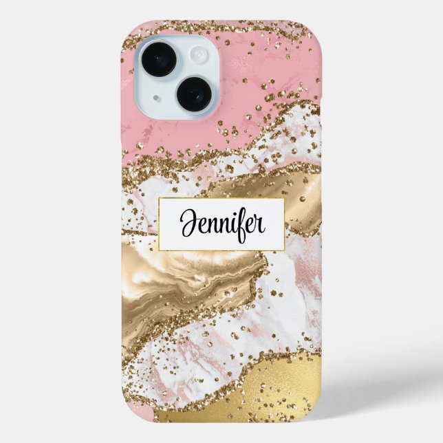 Luxuriöse Rose Gold Pink Marmordesign Case-Mate iPhone Hülle (Rückseite)