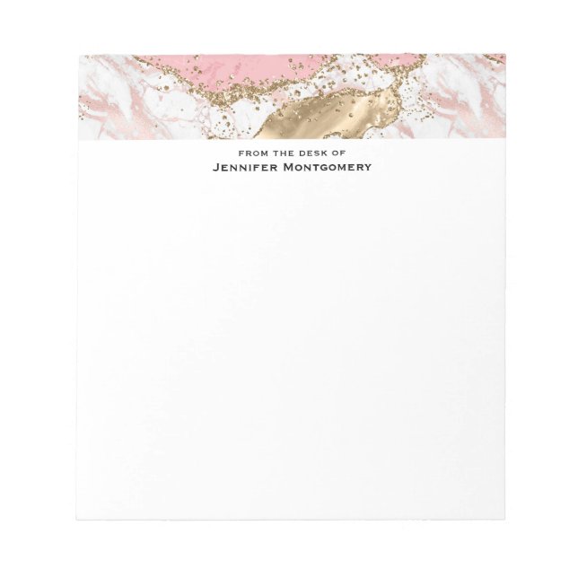 Luxuriöse Rose Gold Pink Marmordesign Notizblock (Vorderseite)