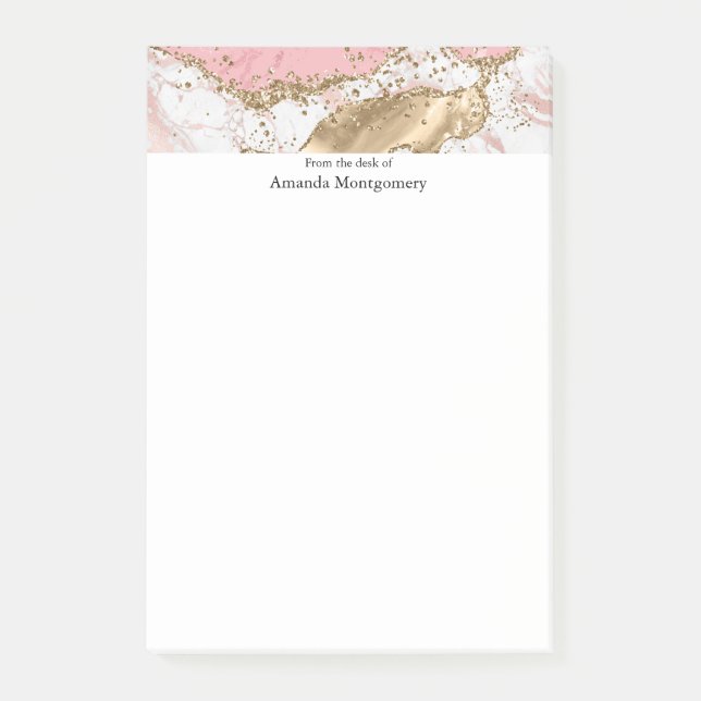 Luxuriöse Rose Gold Pink Marmordesign Post-it Klebezettel (Vorderseite)