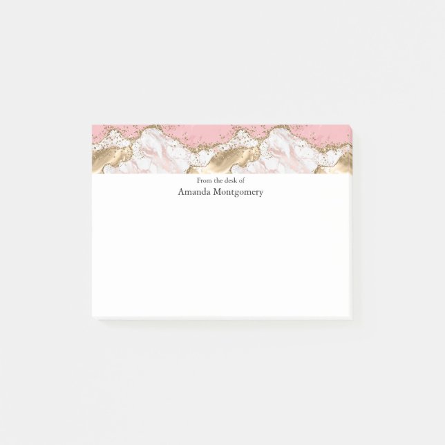 Luxuriöse Rose Gold Pink Marmordesign Post-it Klebezettel (Vorderseite)