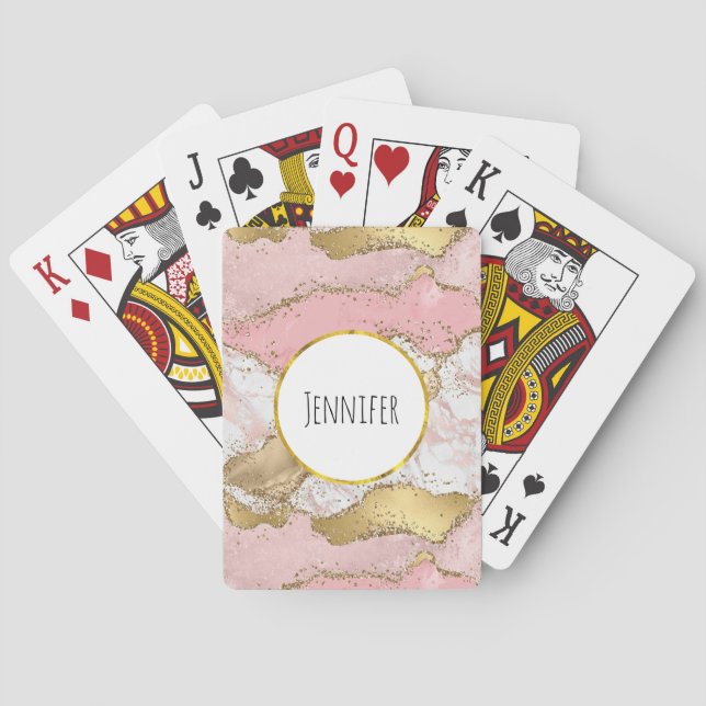 Luxuriöse Rose Gold Pink Marmordesign Spielkarten (Rückseite)