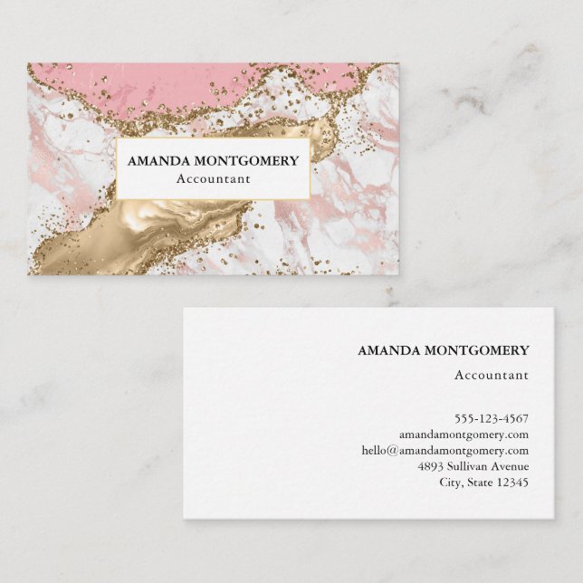 Luxuriöse Rose Gold Pink Marmordesign Visitenkarte (Vorne/Hinten)