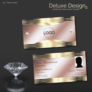Luxuriöse Rose Gold Shiny Diamonds Logo und Foto Visitenkarte