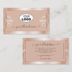 Luxuriöse Rose Gold Sparkle Diamonds mit Logo Verz Visitenkarte
