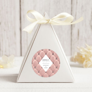 Luxuriöse Rose Gold Tufted Monogram Runder Aufkleber