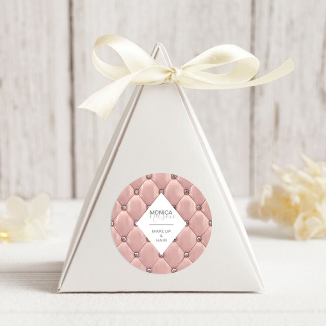 Luxuriöse Rose Gold Tufted Monogram Runder Aufkleber (Von Creator hochgeladen)