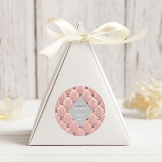 Luxuriöse Rose Gold Tufted Monogram Runder Aufkleber (Von Creator hochgeladen)