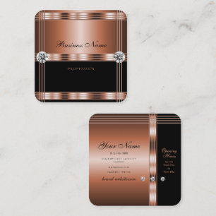 Luxuriöse Rose Gold und Schwarz mit Imitaten Rhine Quadratische Visitenkarte
