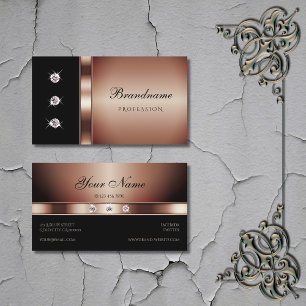 Luxuriöse Rose Gold und Schwarz mit schimmernden D Visitenkarte