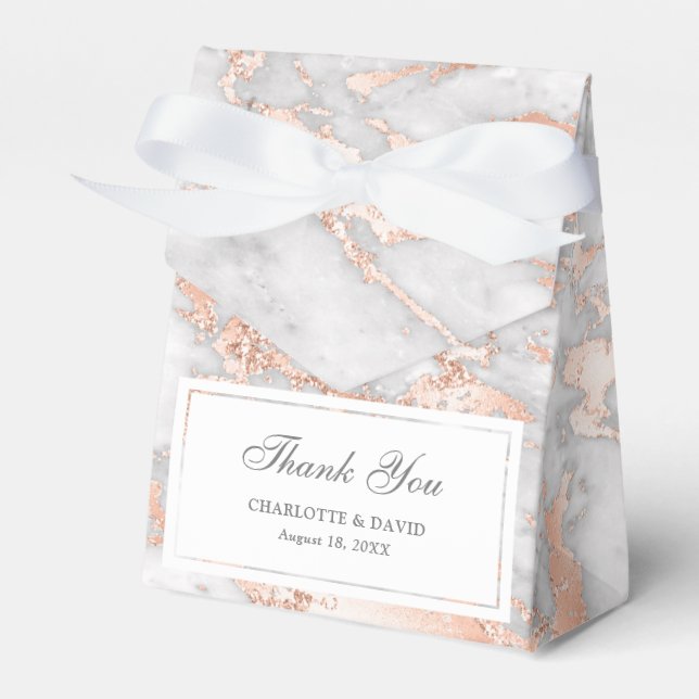 Luxuriöse Rose Gold und Weißmarmor Hochzeit Geschenkschachtel (Vorderseite)