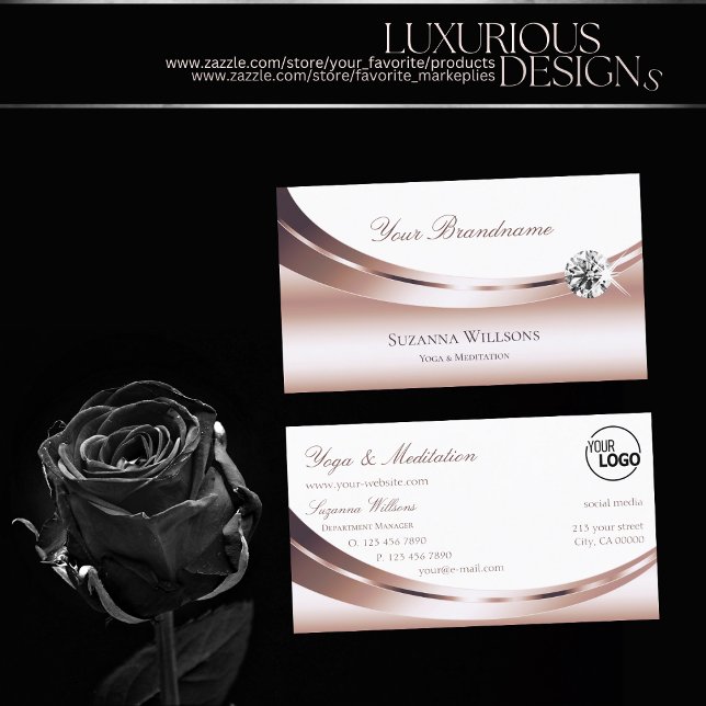 Luxuriöse Rose Gold White mit Logo und Luxe Diamon Visitenkarte (Von Creator hochgeladen)