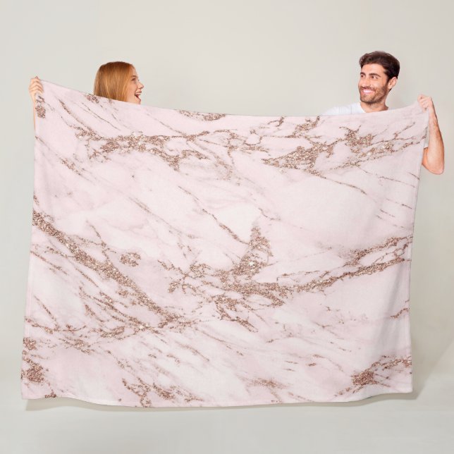 Luxuriöse Rose Rosa Glitzer Marmor Fleecedecke (Beispiel)