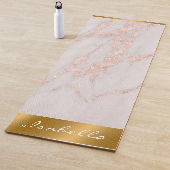 Luxuriöse Rose Rosa Rosa Glitzer Marmor Yogamatte (Beispiel)